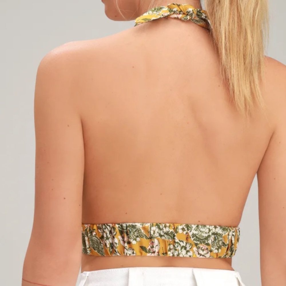 Devon Golden Yellow Print Halter Bra by Free People - Picture 2 of 4